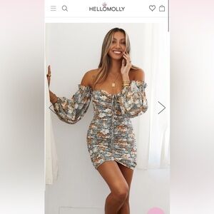 Hello Molly long sleeve off the shoulder mini dress (bodycon)